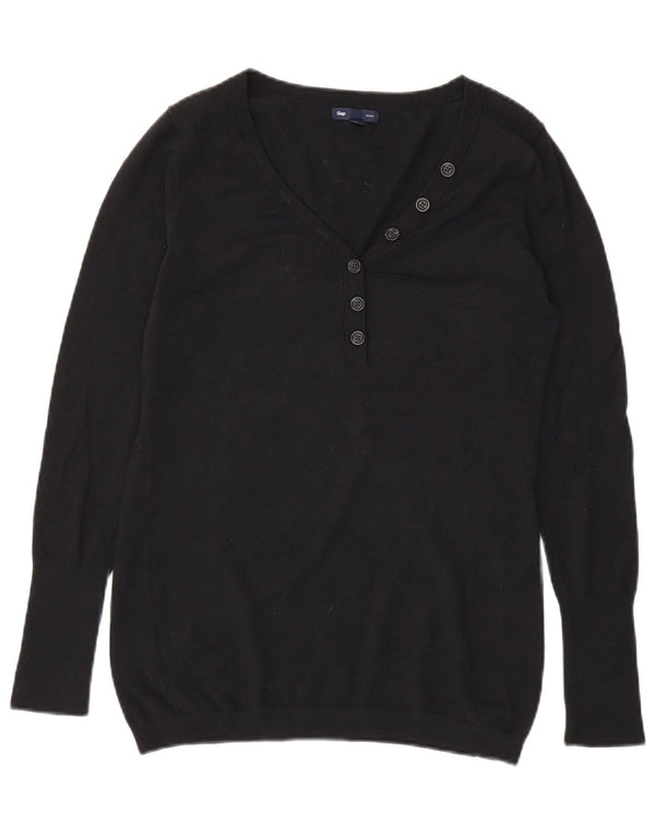 Suéter feminino Gap com gola redonda e botão UK 14 algodão preto médio