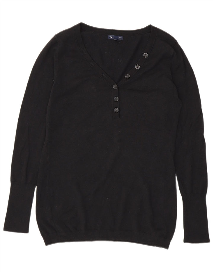 Suéter feminino Gap com gola redonda e botão UK 14 algodão preto médio