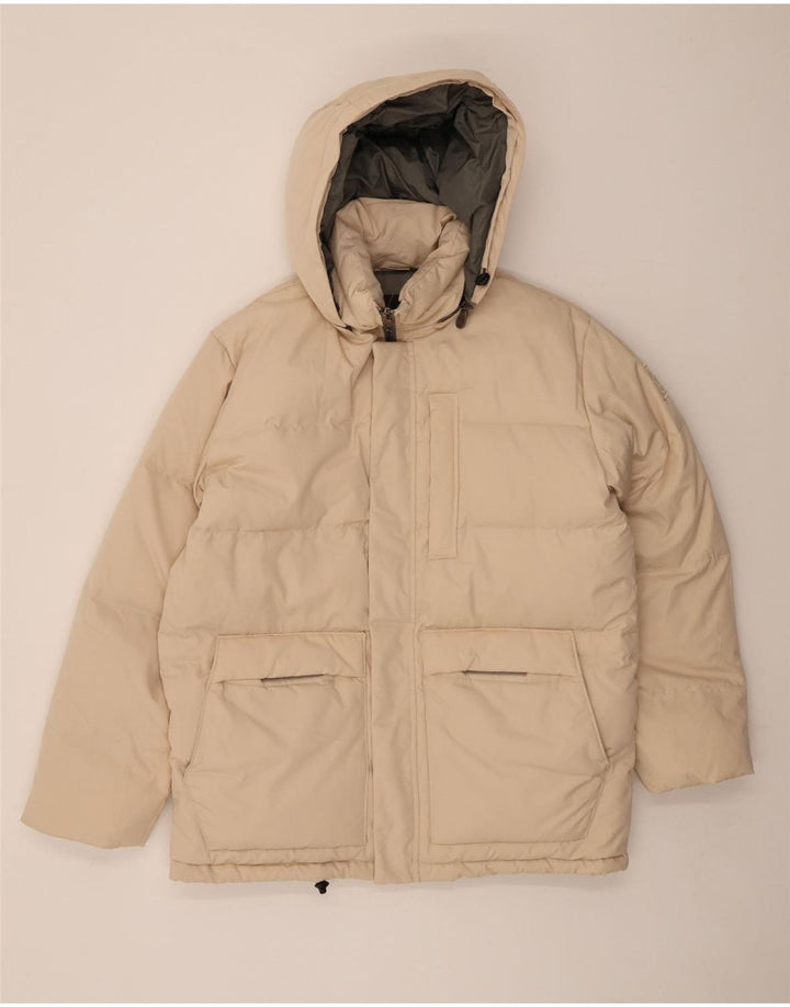 Jaqueta masculina acolchoada com capuz MURPHY & NYE UK 40 poliéster bege grande