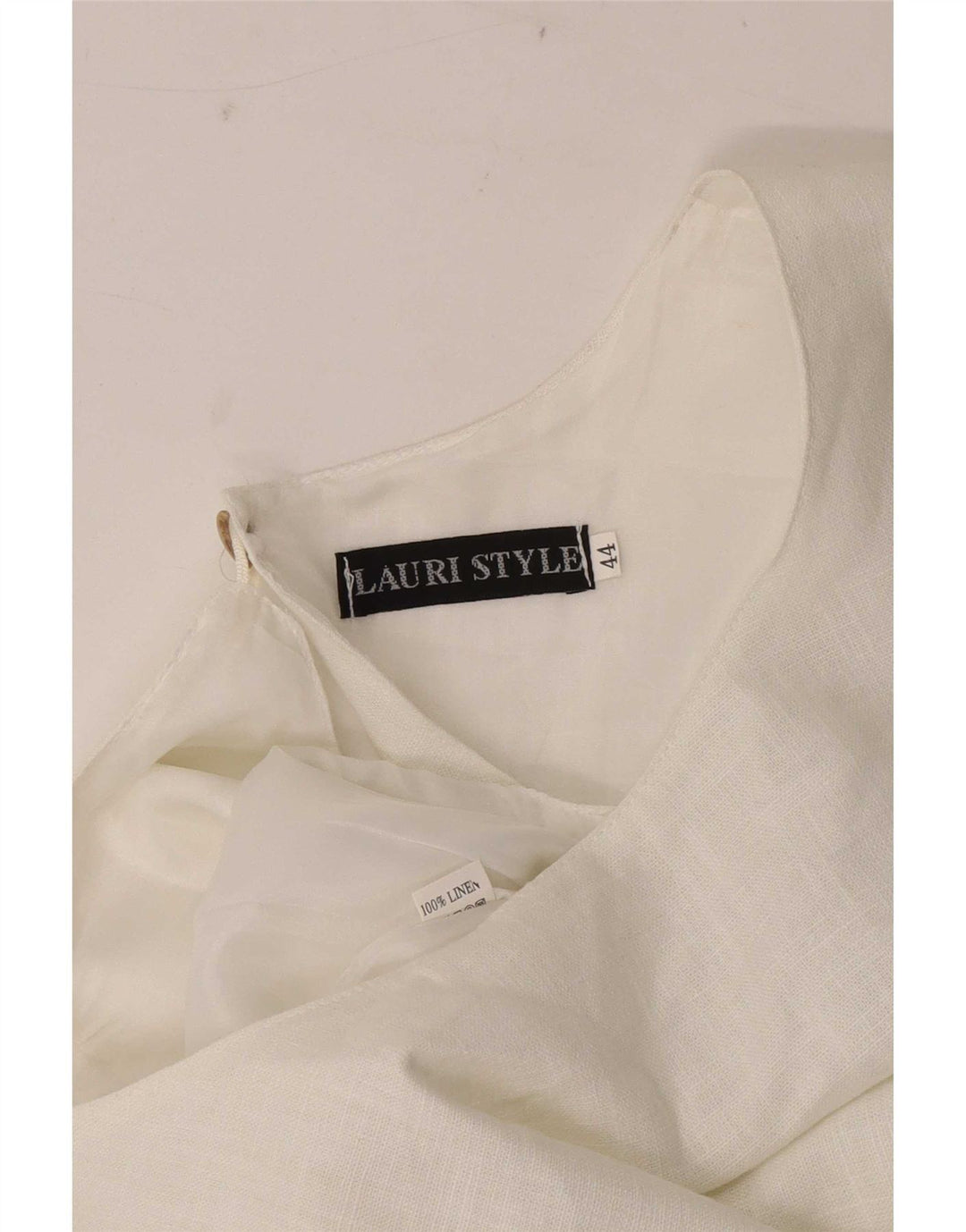 Vestido feminino vintage sem mangas assimétrico IT 44 linho branco médio