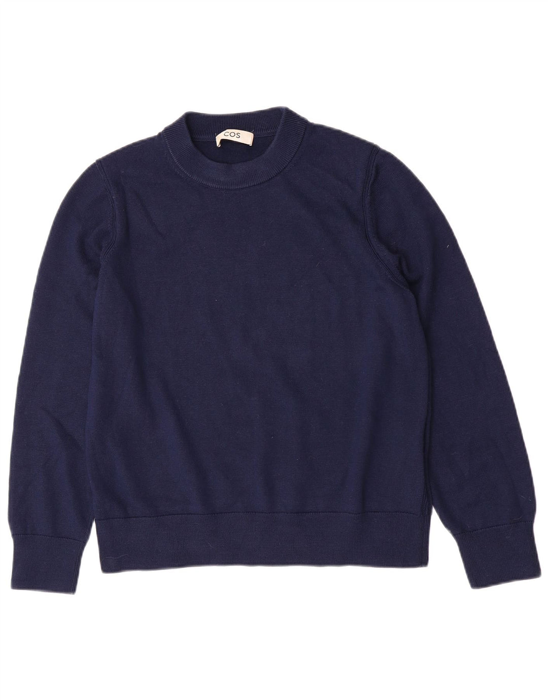 Suéter feminino Cos com gola redonda, lã azul marinho médio