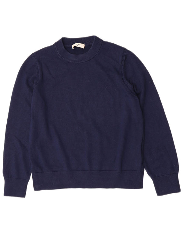 Suéter feminino Cos com gola redonda, lã azul marinho médio