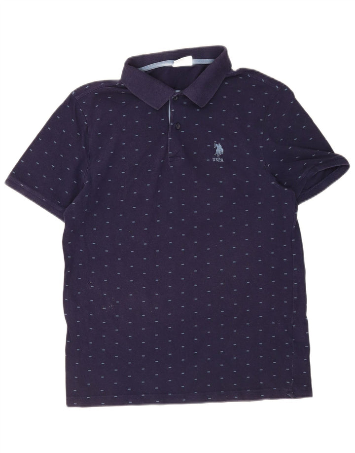 US Polo Assn. Camisa masculina pequena algodão manchado azul marinho