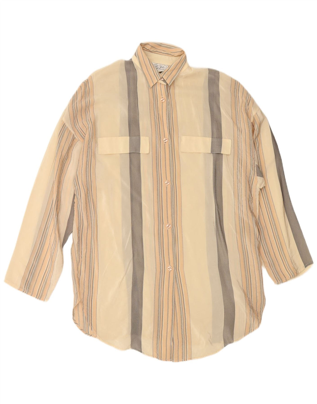 Blusa feminina VINTAGE oversized IT 42 seda listrada bege médio