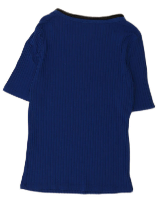 Zara Camiseta Feminina Top UK 12 Azul Médio