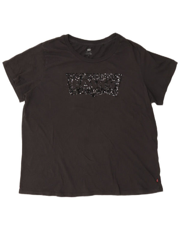 Camiseta feminina gráfica Levi's Top UK 20 2XL algodão preto