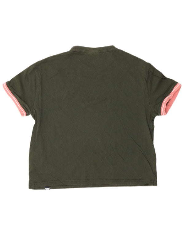 Camiseta feminina Ellesse grande tamanho UK 6 XS algodão cáqui