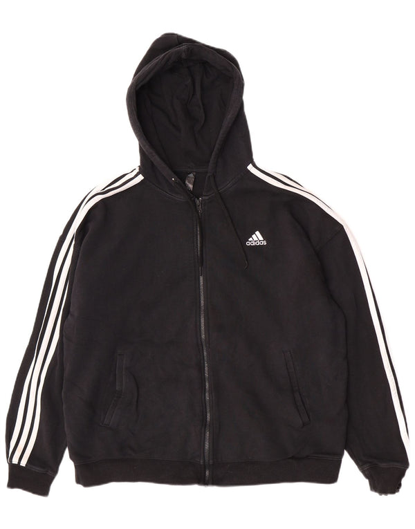 Suéter feminino Adidas com capuz e zíper solto Reino Unido 16/18 grande algodão preto