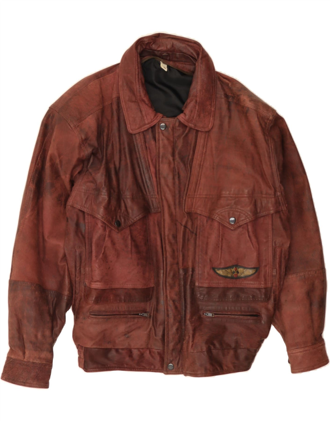 Jaqueta de couro masculina VINTAGE IT 50 grande couro marrom