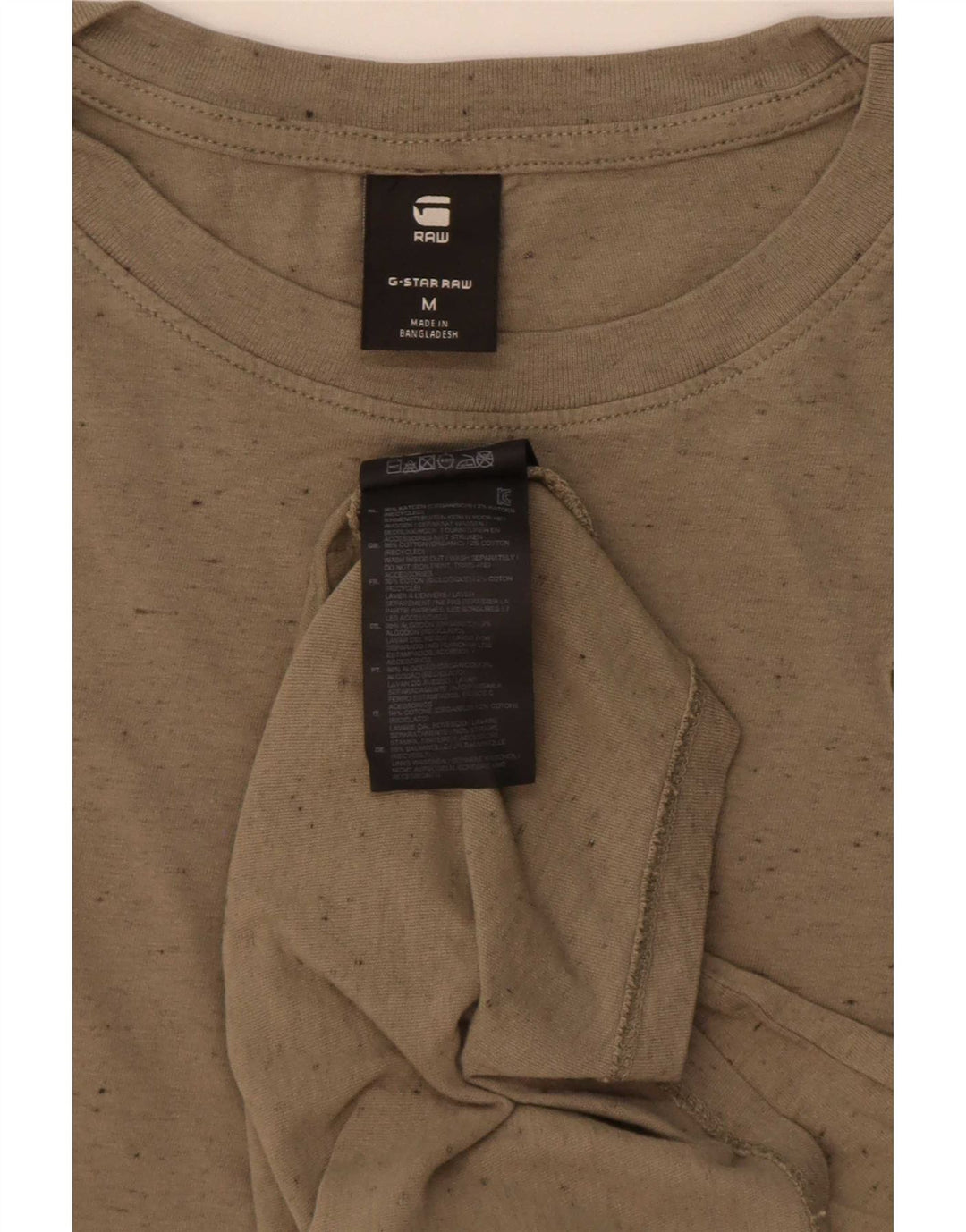 Camiseta masculina G-Star Top médio cáqui algodão manchado