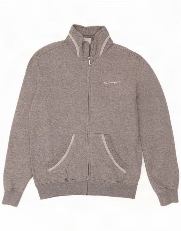 Champion Womens Tracksuit Top Jacket UK 10 Small Grey Flecked Cotton