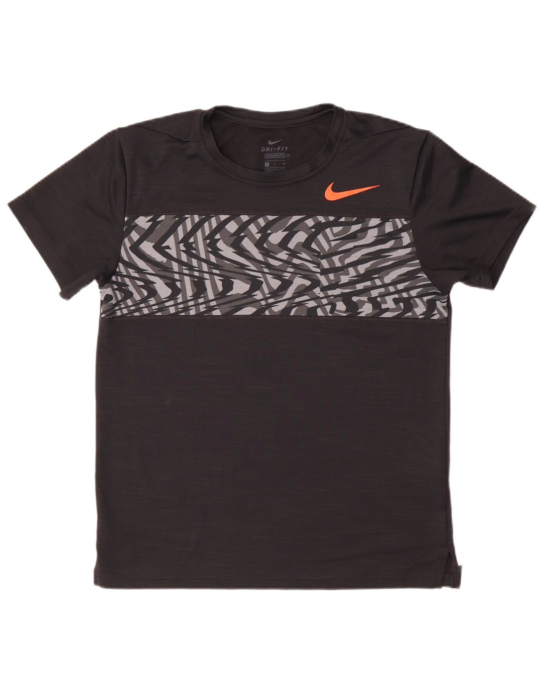 Camiseta masculina Nike Dri Fit Standard Fit gráfica top pequeno preto poliéster