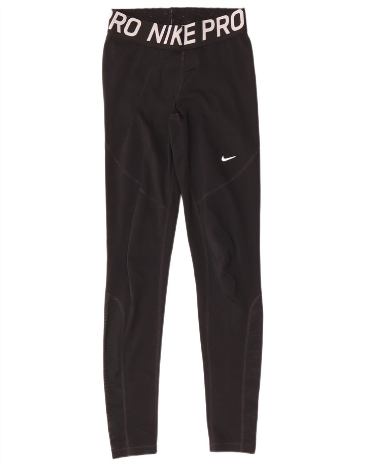 Leggings Nike Womens Dri Fit Graphic UK 8 Pequeno Poliéster Preto