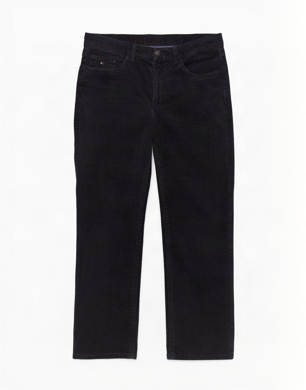 Calça masculina reta de veludo Tommy Hilfiger W33 L30 algodão azul marinho