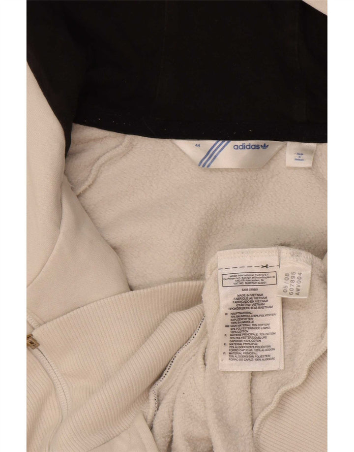 Suéter feminino Adidas com capuz e zíper gráfico IT 44 Medium White Colourblock