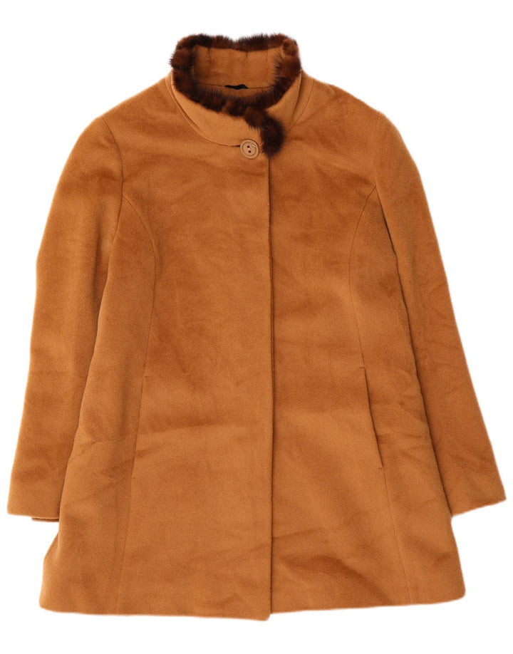 Sobretudo feminino vintage IT 43 lã marrom médio