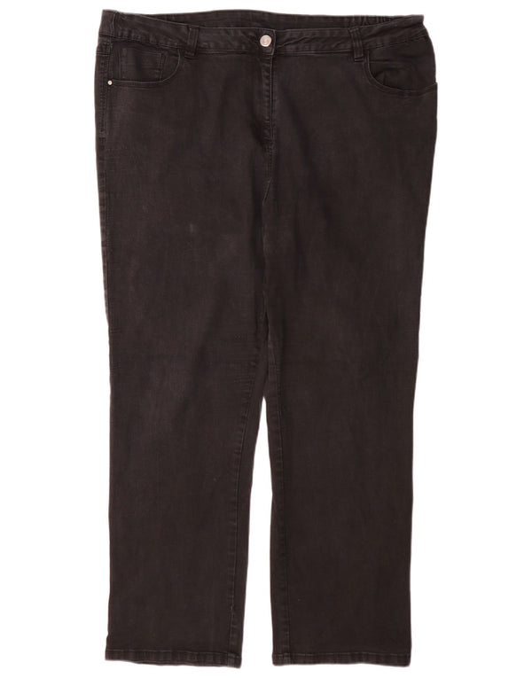 M&Co Calça jeans reta feminina de cintura alta UK 26 5XL W40 L30 algodão preto