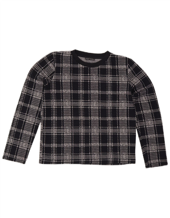 ZARA moletom feminino jumper UK 14 médio xadrez azul marinho
