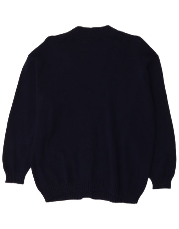 Suéter Cardigan Feminino Vintage UK 18 XL Azul Marinho