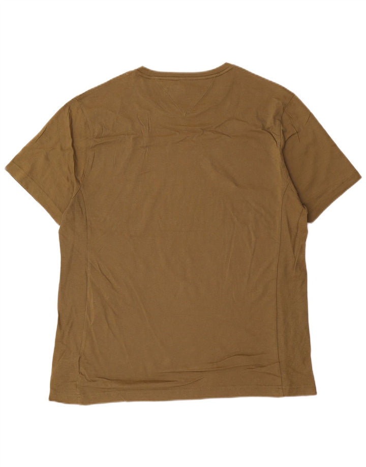 Camiseta masculina TOMMY HILFIGER de algodão cáqui médio