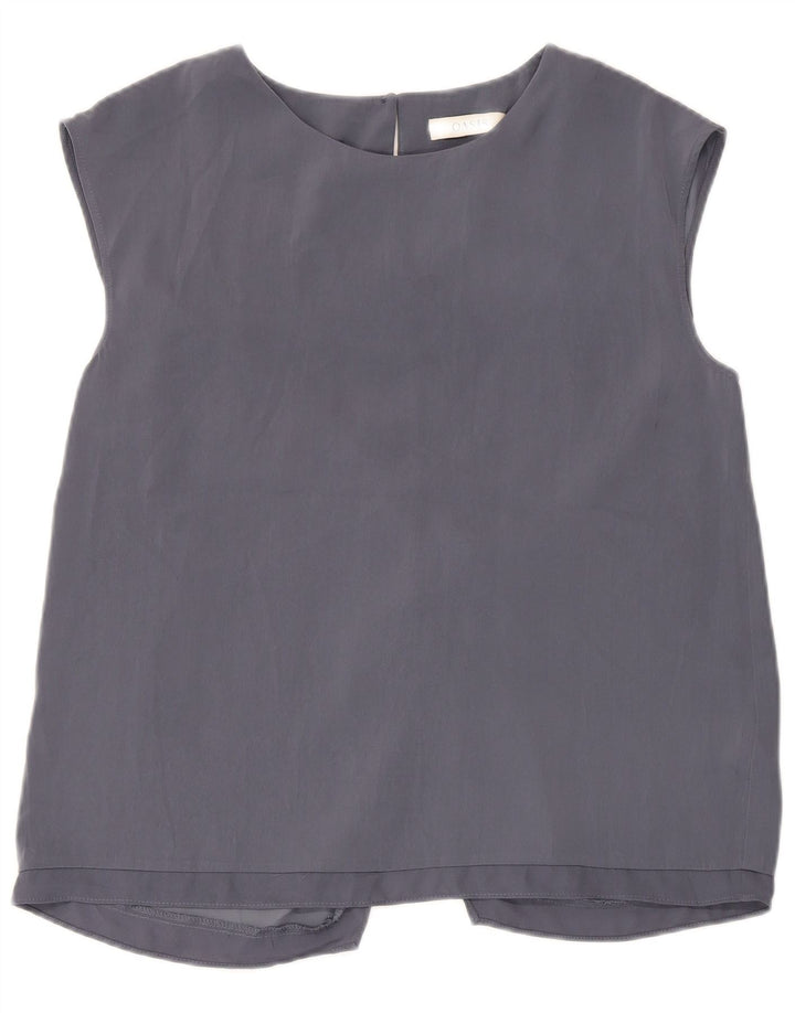 Blusa feminina sem mangas Oasis UK 12 poliéster cinza médio