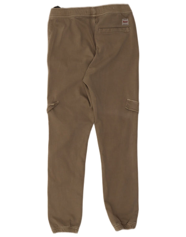 Zara Mens Joggers Cargo Calças Pequenas W30 L28 Algodão Cáqui
