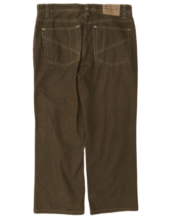 Calça Columbia masculina reta casual W34 L29 algodão cáqui