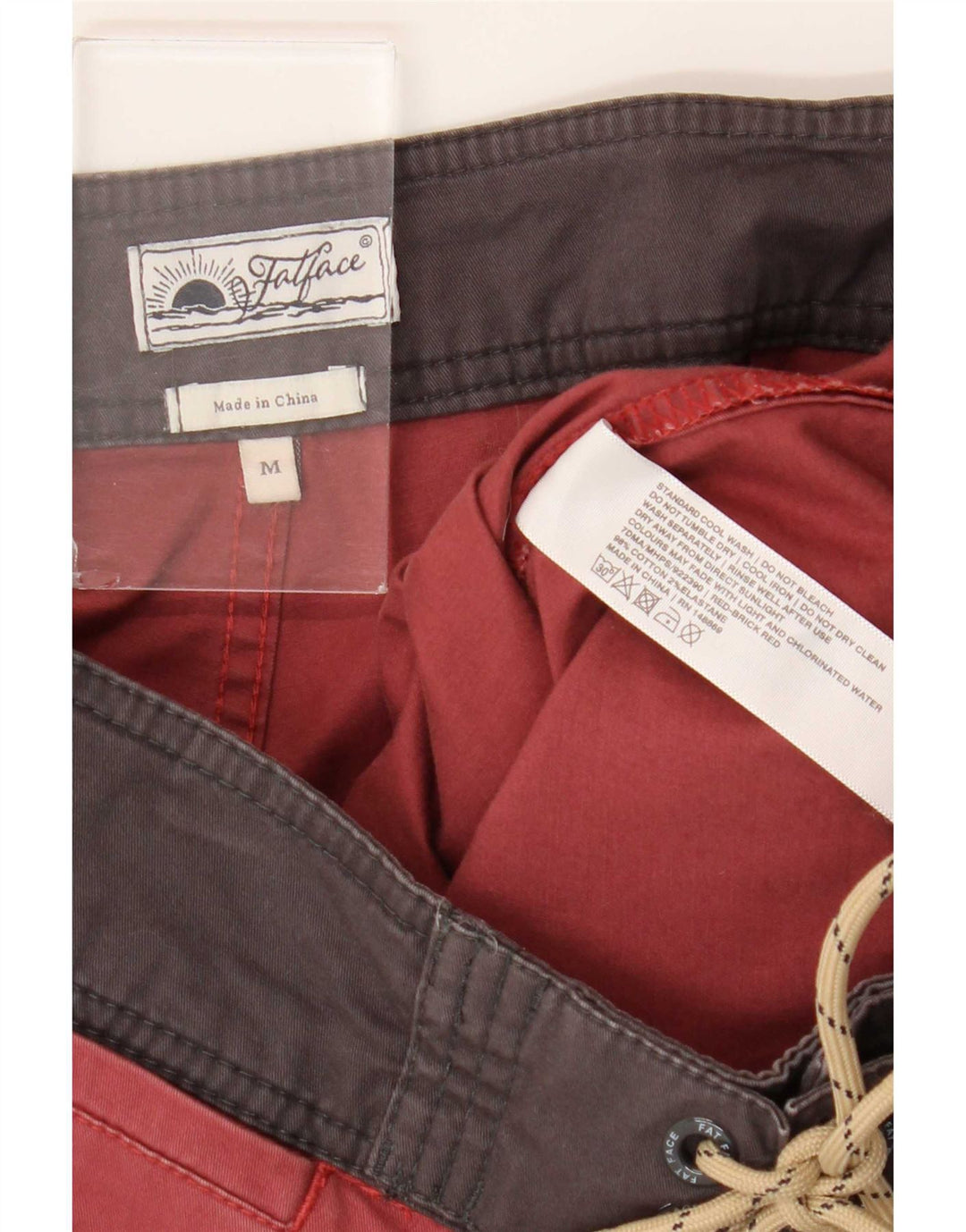 Shorts de natação masculino Fat Face algodão colorblock vermelho médio