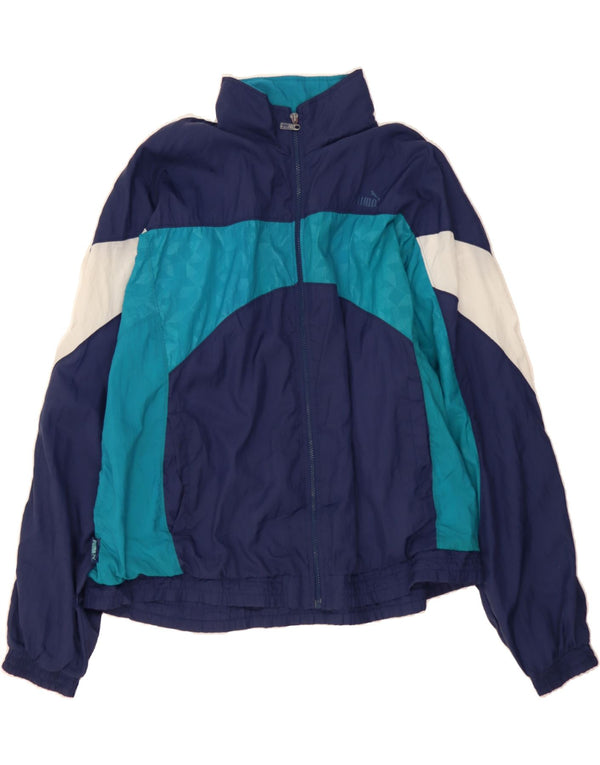 PUMA Mens Tracksuit Top Jacket XL azul marinho Colourblock Nylon