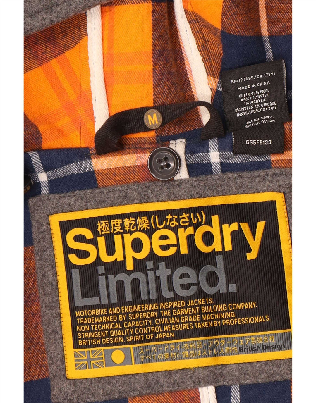 Casaco Duffle Feminino Superdry com Capuz UK 12 Lã Cinza Médio