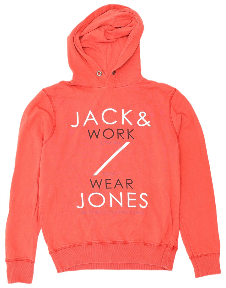 Jack & Jones moletom com capuz masculino gráfico médio algodão vermelho