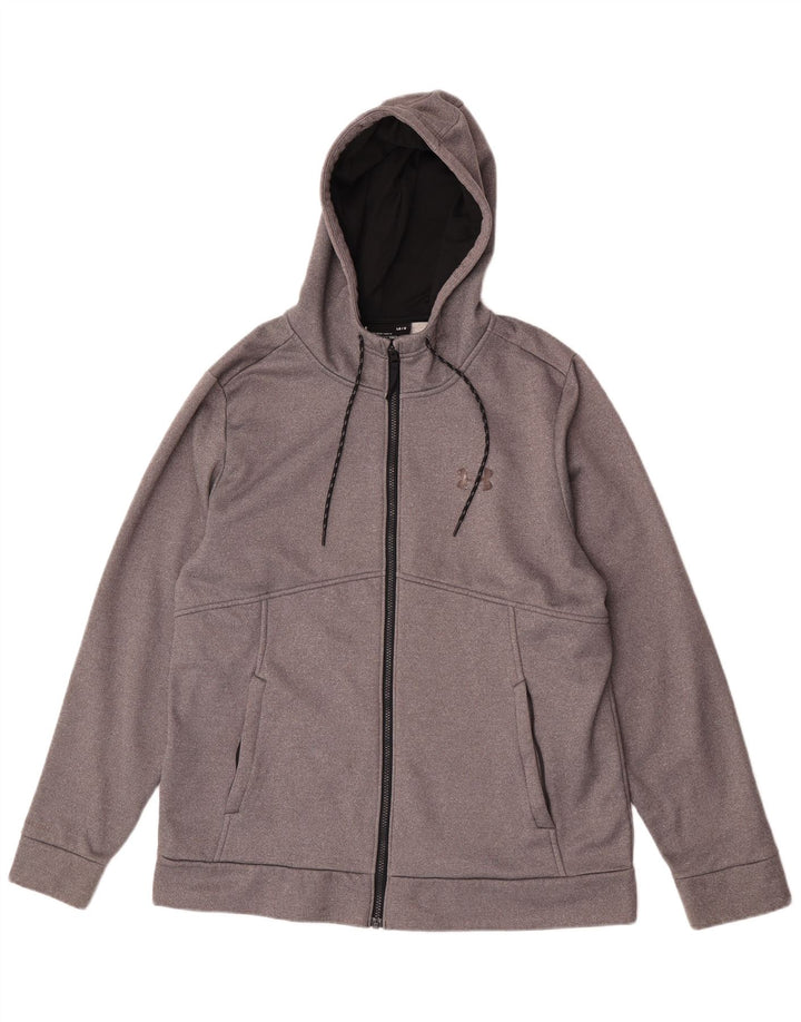 Suéter masculino Under Armour Cold Gear Zip com capuz grande poliéster cinza