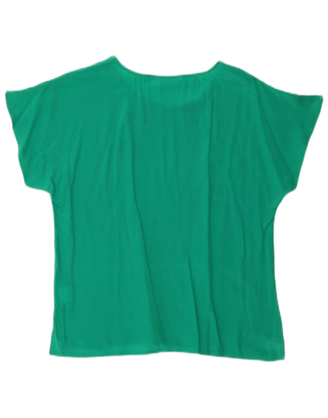 Blusa feminina VINTAGE com ajuste solto, Reino Unido 10, seda verde pequena