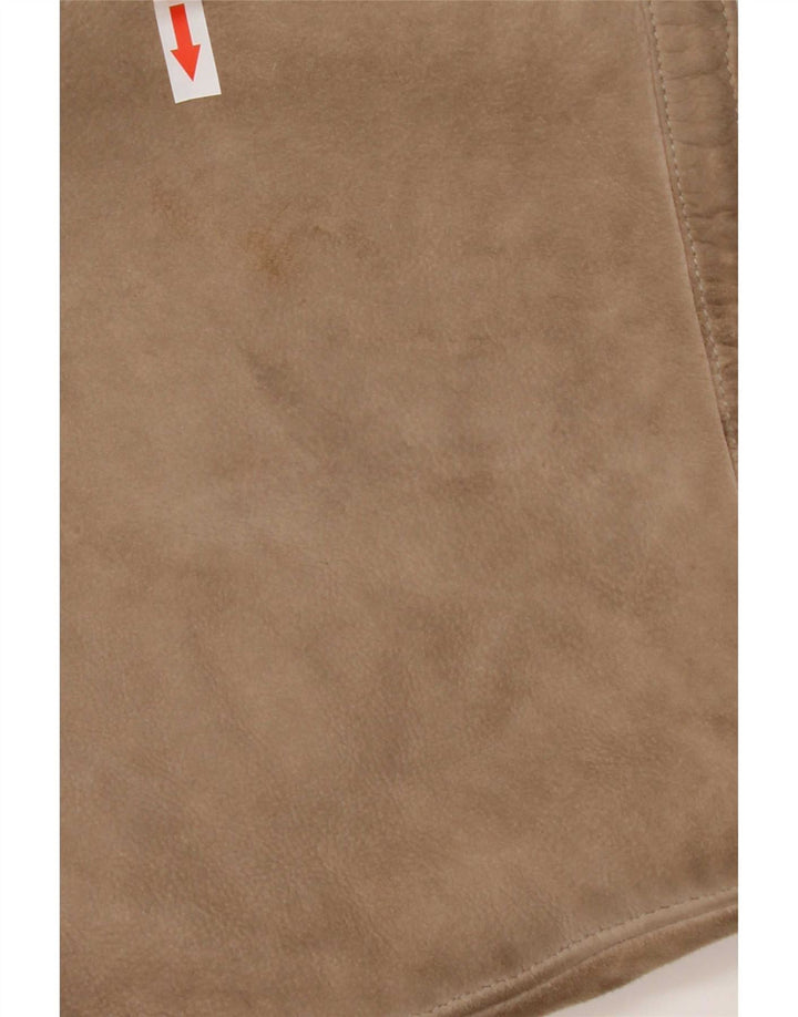 Casaco feminino vintage manga 3/4 shearling UK 14 bege médio