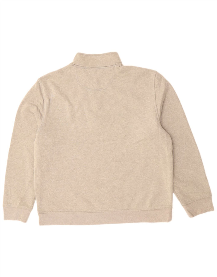 Suéter masculino IZOD com zíper e gola em algodão cinza médio