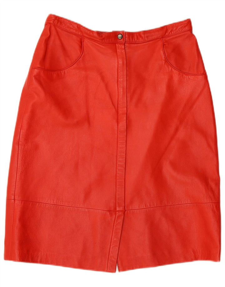 JEAN PIERRE MICHELET saia feminina de cintura alta UE 42 grande W28 couro vermelho