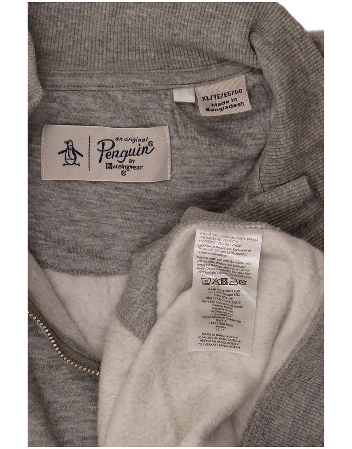 Moletom masculino Penguin com zíper e gola XL algodão cinza