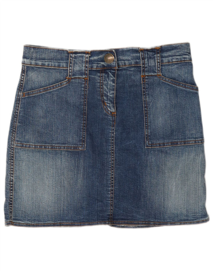 Mini saia jeans feminina Carrera W30 azul médio