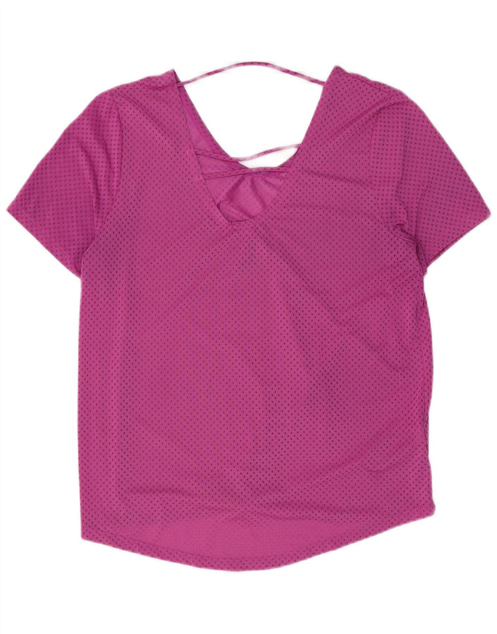 Camiseta feminina NIKE Dri Fit UK 14 poliéster manchado rosa médio