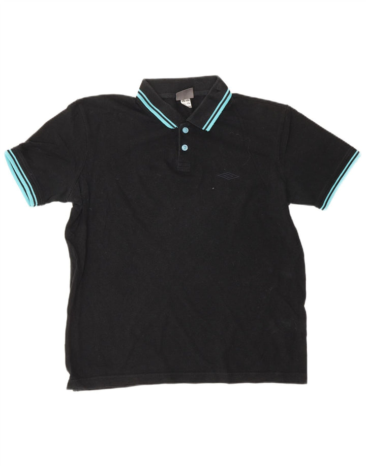 Camisa polo masculina UMBRO de algodão preto médio
