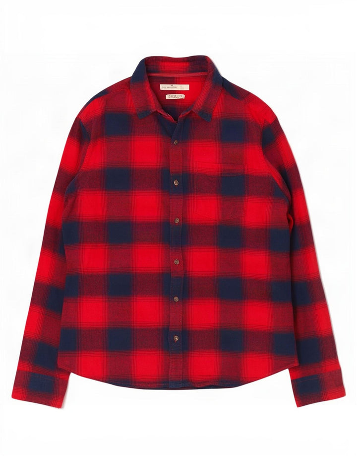 Camisa masculina de flanela Hollister XL de algodão xadrez vermelho