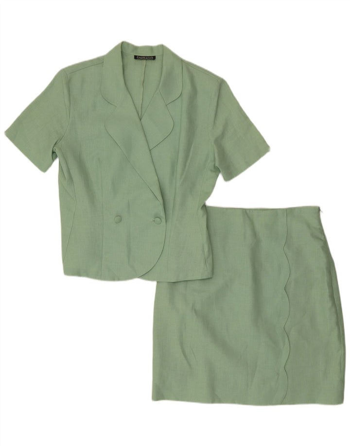 Conjunto de saia feminina Cacharel com peito duplo de 2 peças IT 44 médio W28 verde