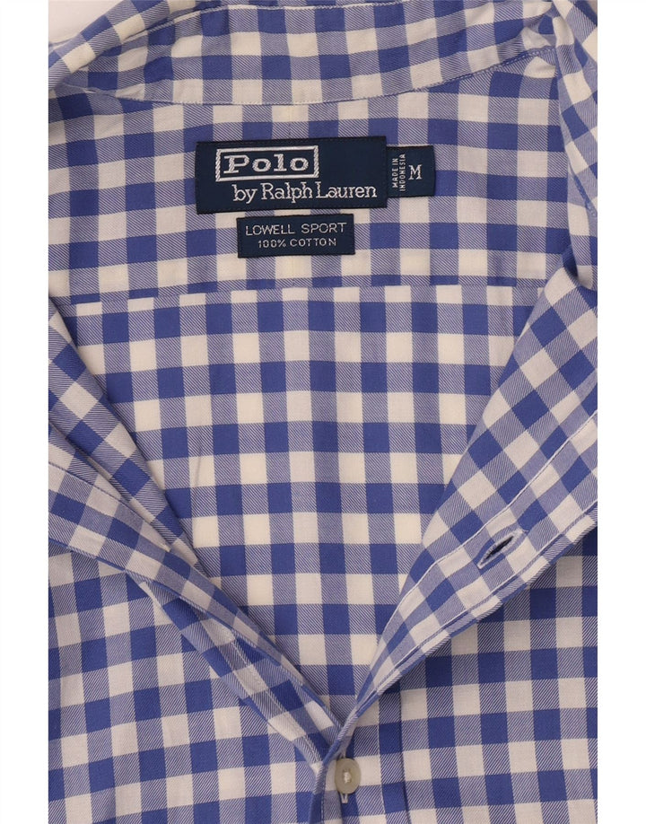 Polo Ralph Lauren Camisa masculina Lowell de algodão guingão azul médio