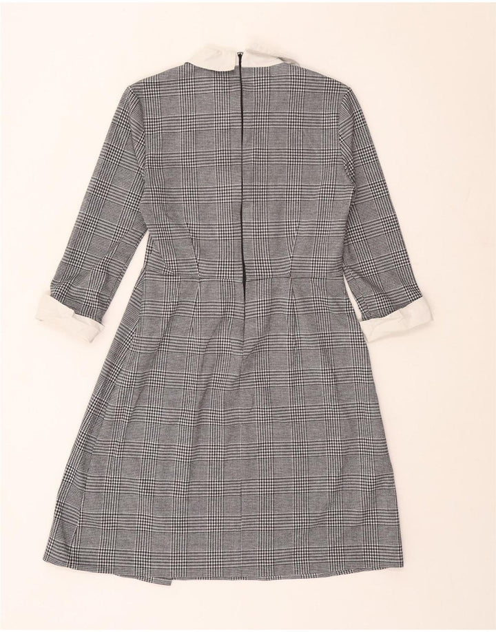 Vestido feminino Marks & Spencer A-Line UK 10 pequeno preto houndstooth