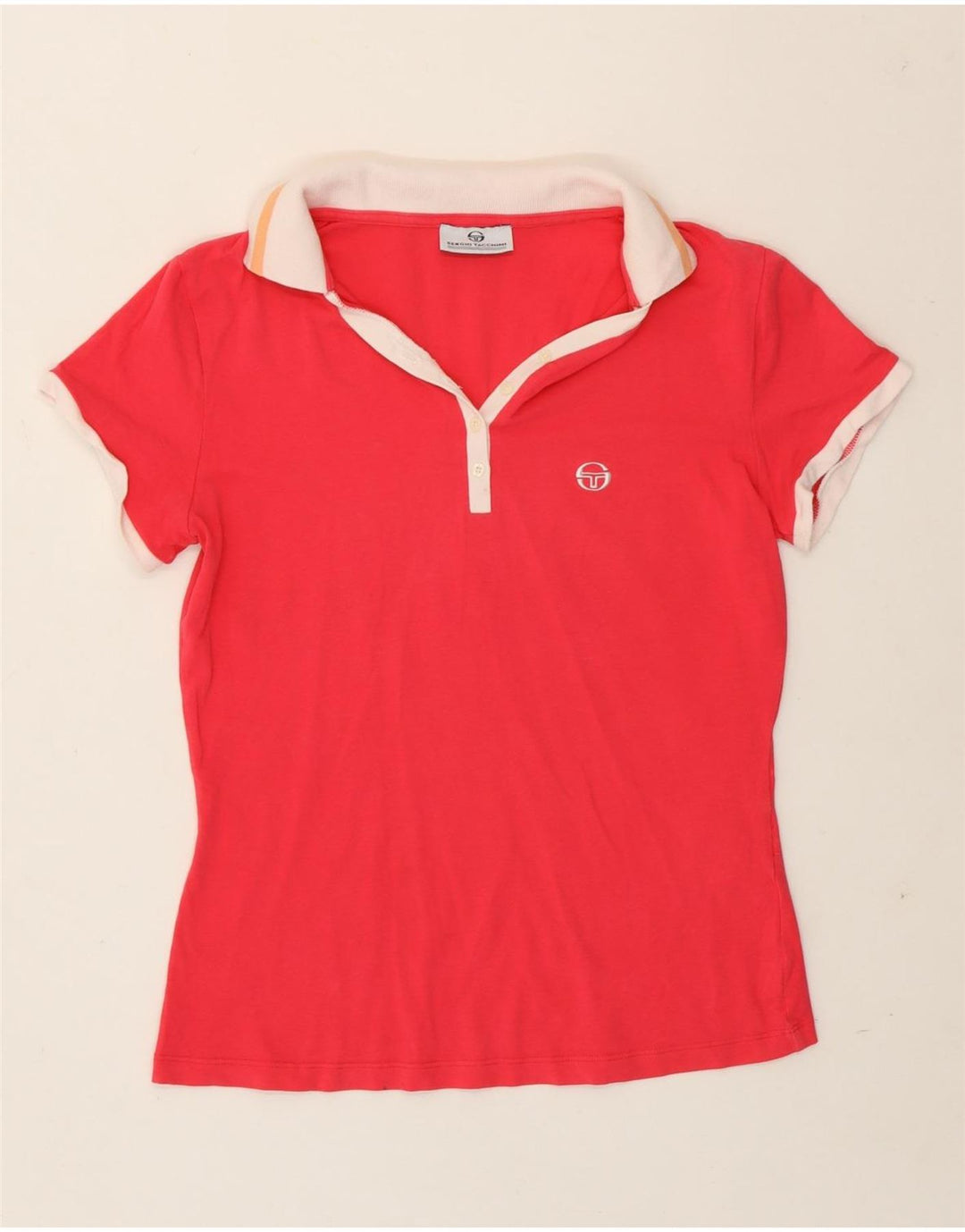 Camisa polo feminina Sergio Tacchini IT 44 algodão rosa médio