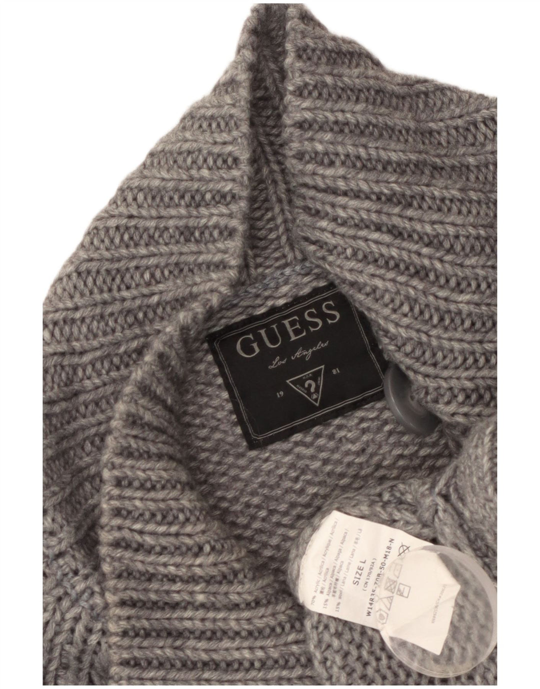 Suéter cardigã feminino Guess manga 1/2 Reino Unido 14 grande cinza acrílico