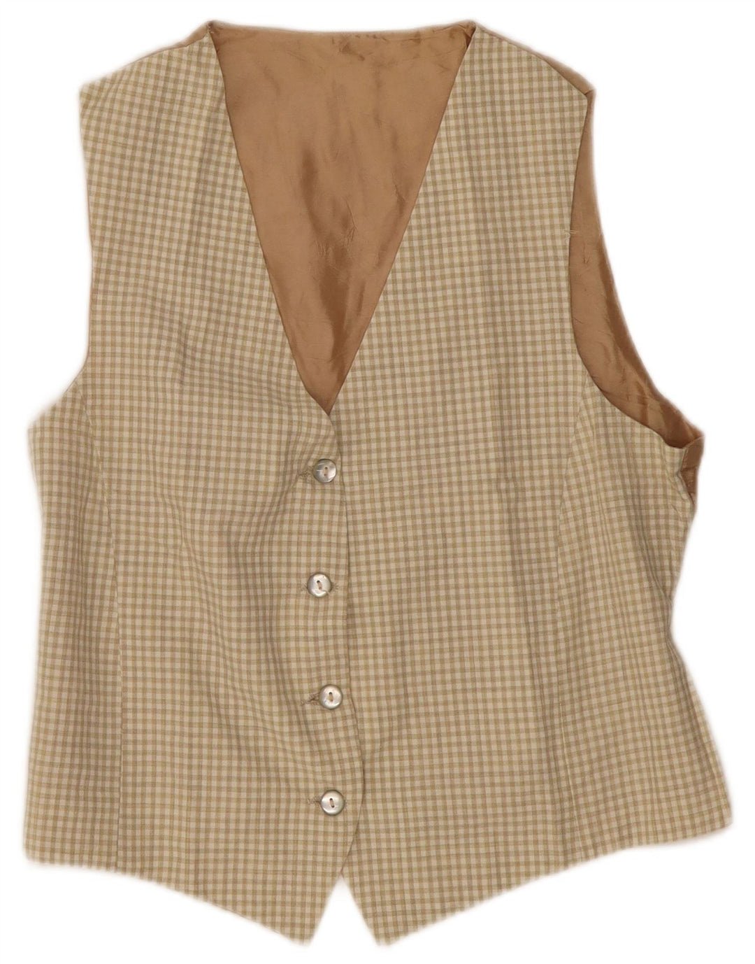 Colete feminino vintage UK 12 médio bege guingão