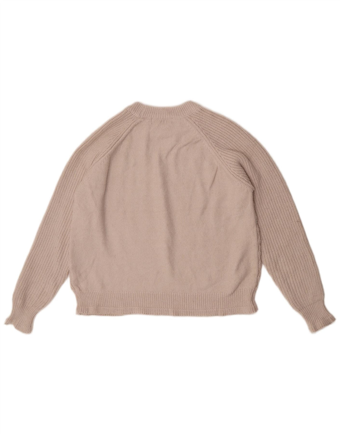 Suéter feminino Marks & Spencer com gola redonda e gola redonda Reino Unido 14 médio bege