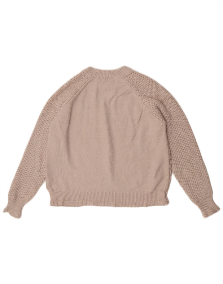 Suéter feminino Marks & Spencer com gola redonda e gola redonda Reino Unido 14 médio bege