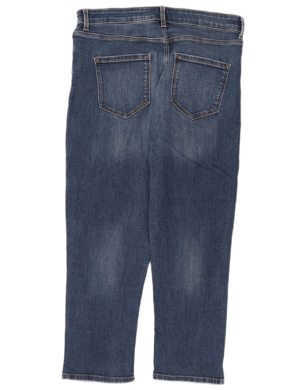 Calça jeans feminina Marks & Spencer The Carrie Capri Reino Unido 14 grande W32 L22 azul